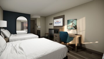 Habitación, 2 camas de matrimonio, no fumadores | Escritorio y espacio para trabajar con un portátil