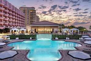 2 outdoor pools, open 8:00 AM to 9:00 PM, pool cabanas (surcharge)