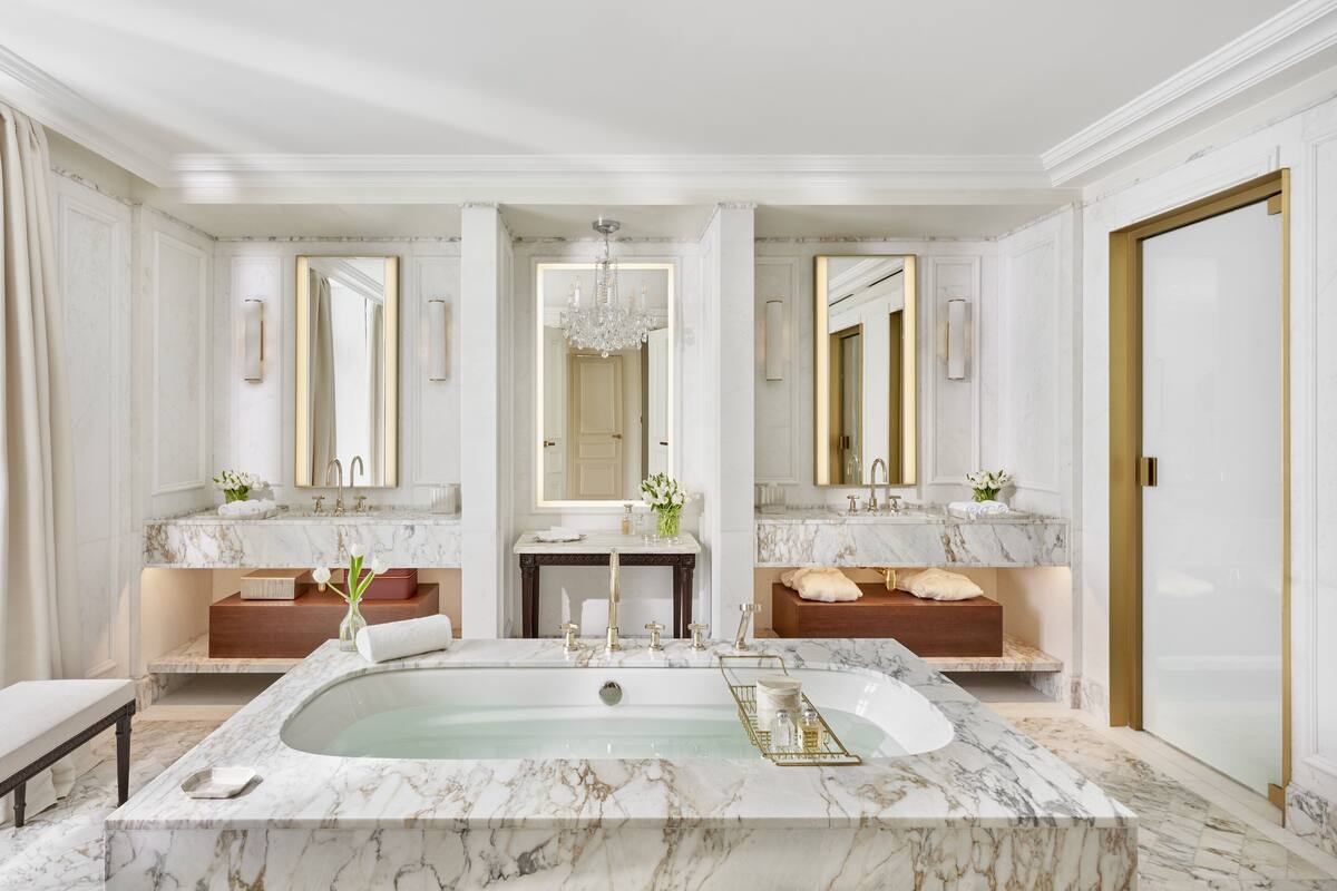 presidential suite | bathroom | free toiletries, hair dryer, bathrobes, slippers