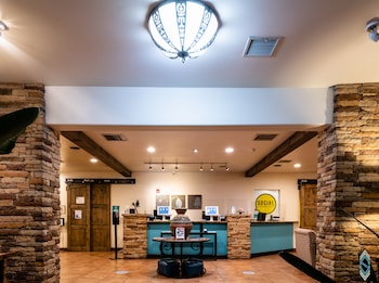 Hotel entrance and lobby at The Sage Hotel