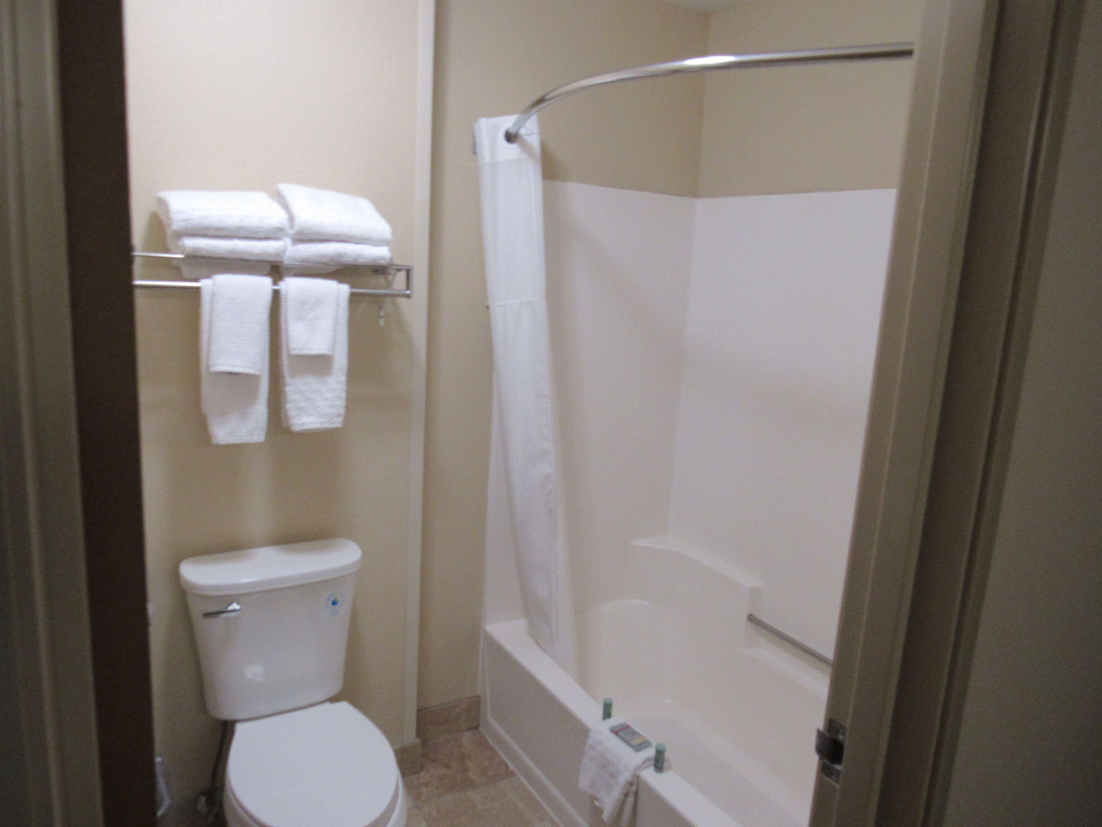 combined shower/bathtub, eco-friendly toiletries, hair dryer, towels