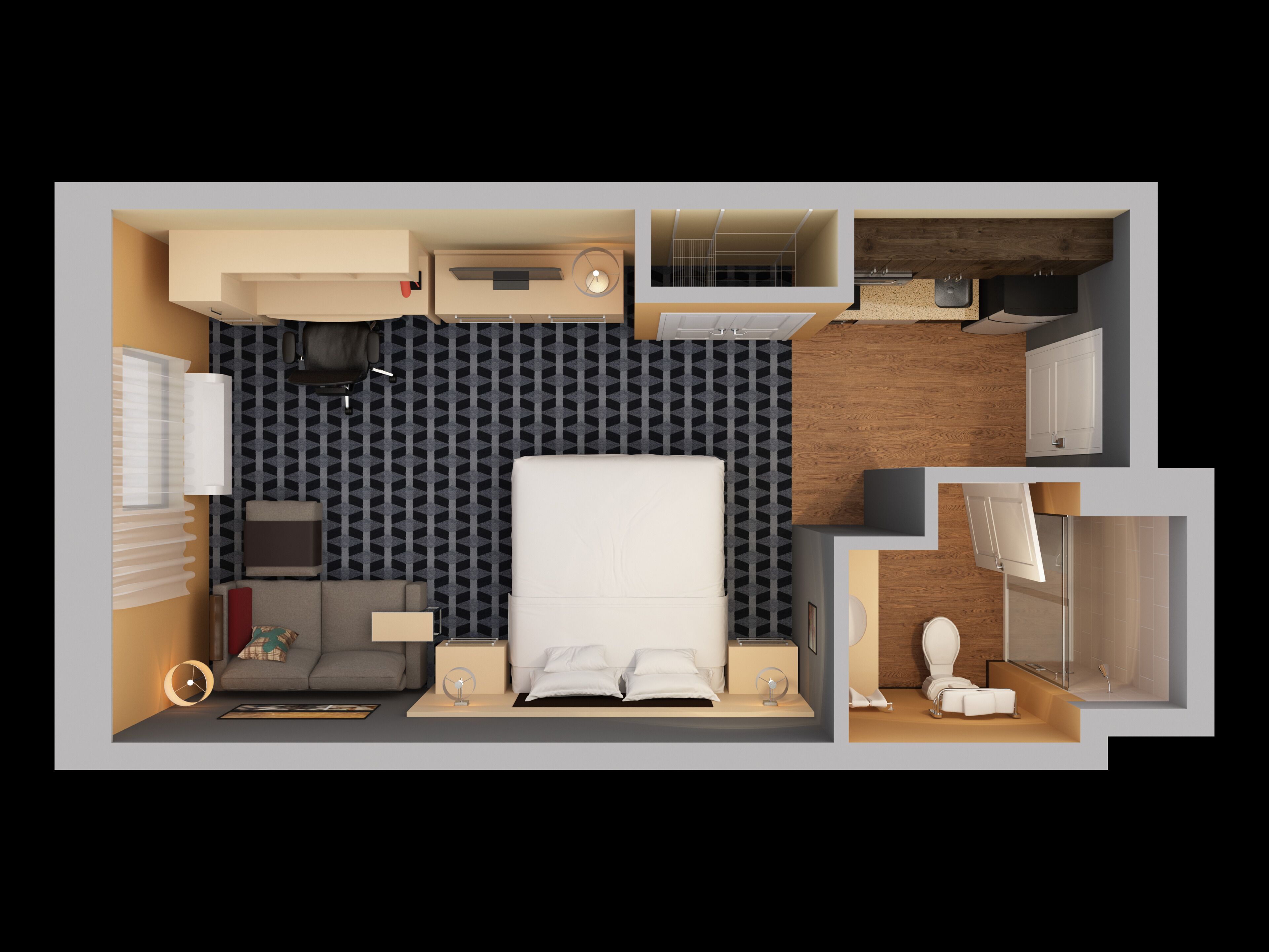studio, 1 king bed with sofa bed | floor plan