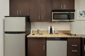 Studio, 2 Queen Beds | Private kitchen | Full-size fridge, microwave, stovetop, dishwasher