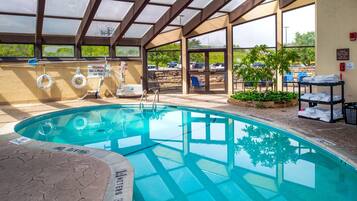 Indoor pool, seasonal outdoor pool, pool umbrellas