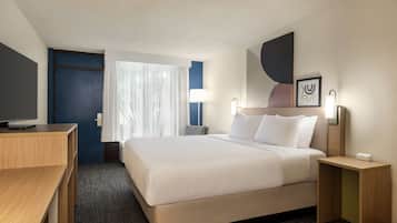 Pillowtop beds, desk, laptop workspace, iron/ironing board