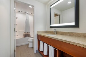 Standard Room, 2 Queen Beds, Non Smoking, Refrigerator | Bathroom | Combined shower/tub, free toiletries, hair dryer, towels