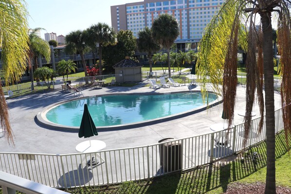 Outdoor pool, sun loungers