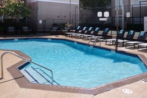 Outdoor pool, open 8:00 AM to 10:00 PM, sun loungers