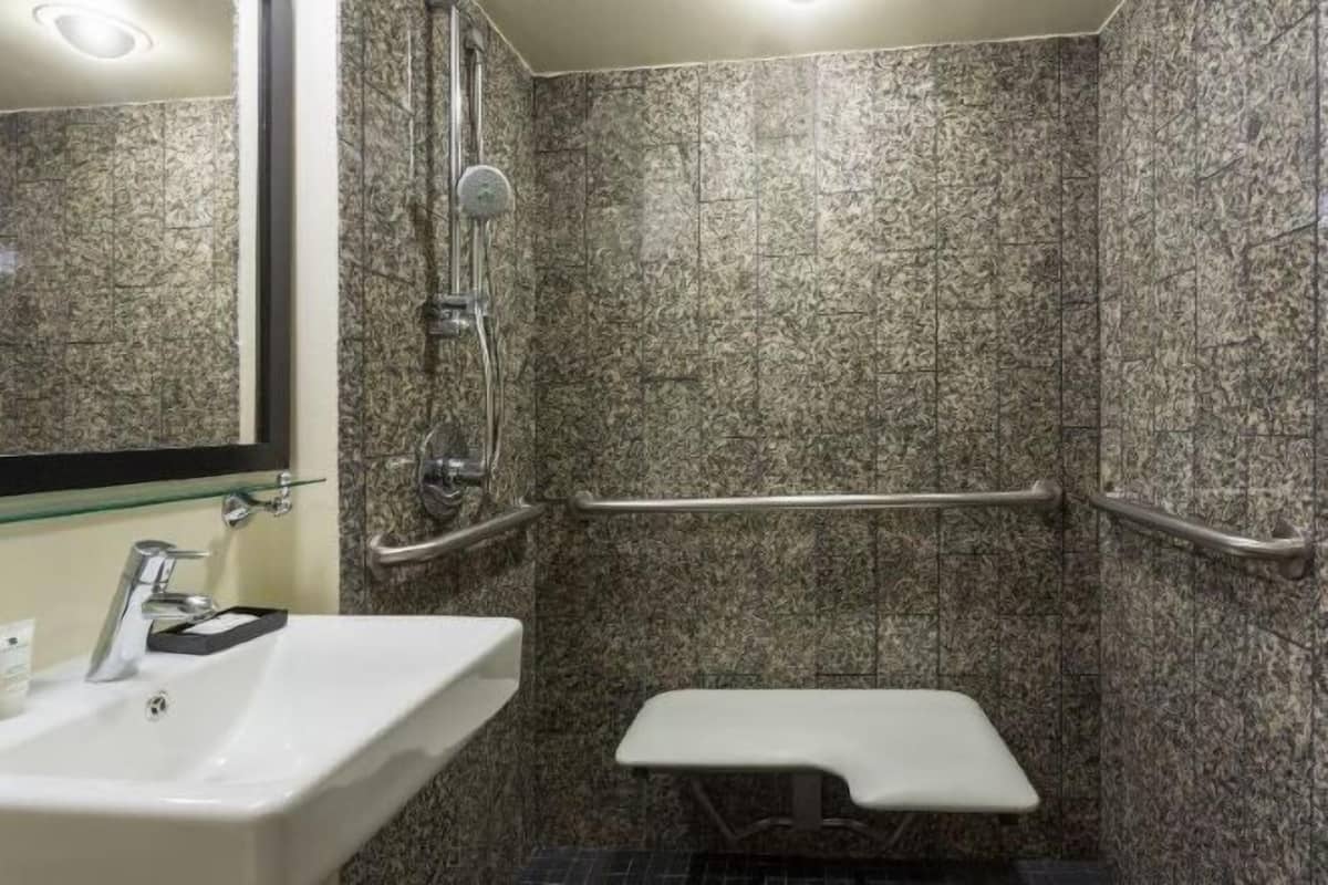 Bathroom | Combined shower/tub, free toiletries, hair dryer, towels