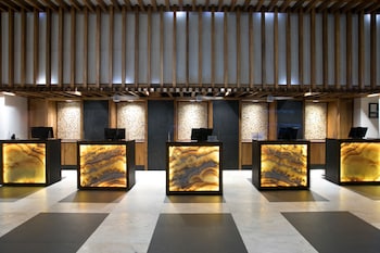 Hotel entrance and lobby at Marriott Puerto Vallarta Resort & Spa