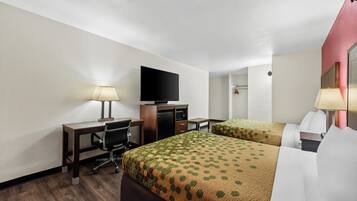 Deluxe Room, 2 Queen Beds, Non Smoking | Pillow-top beds, desk, laptop workspace, iron/ironing board