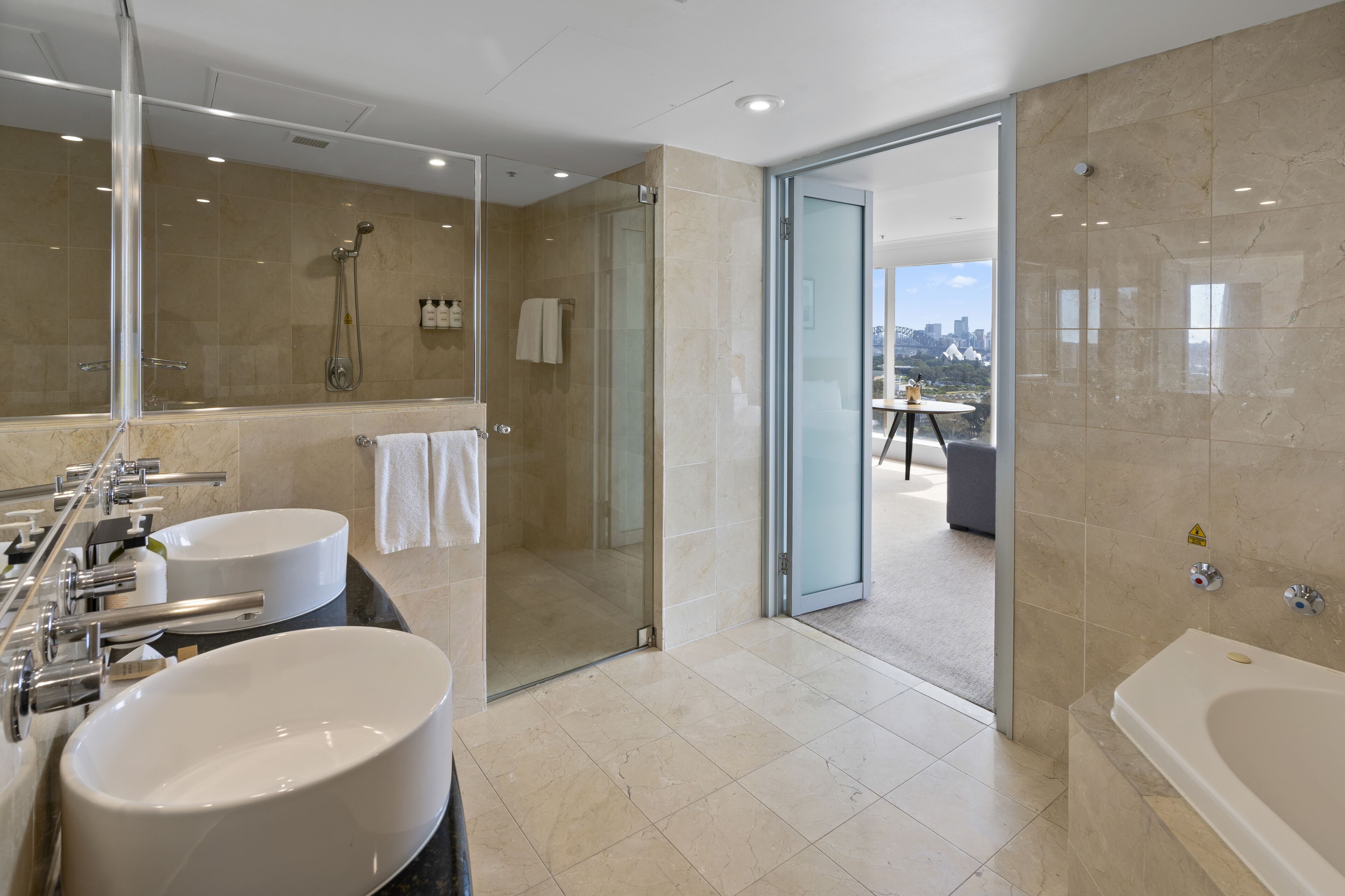 junior suite, 1 king bed with sofa bed, harbour view | bathroom | combined shower/bathtub, free toiletries, hair dryer, towels