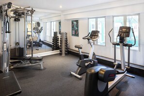 A gym with cardio machines, weightlifting equipment, and mirrors. - Holiday Inn Sydney Potts Point by IHG (Potts Point)