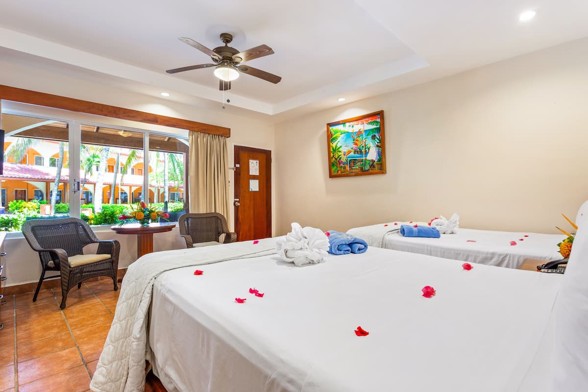 Standard Room, 2 Double Beds | In-room safe, desk, blackout drapes, iron/ironing board