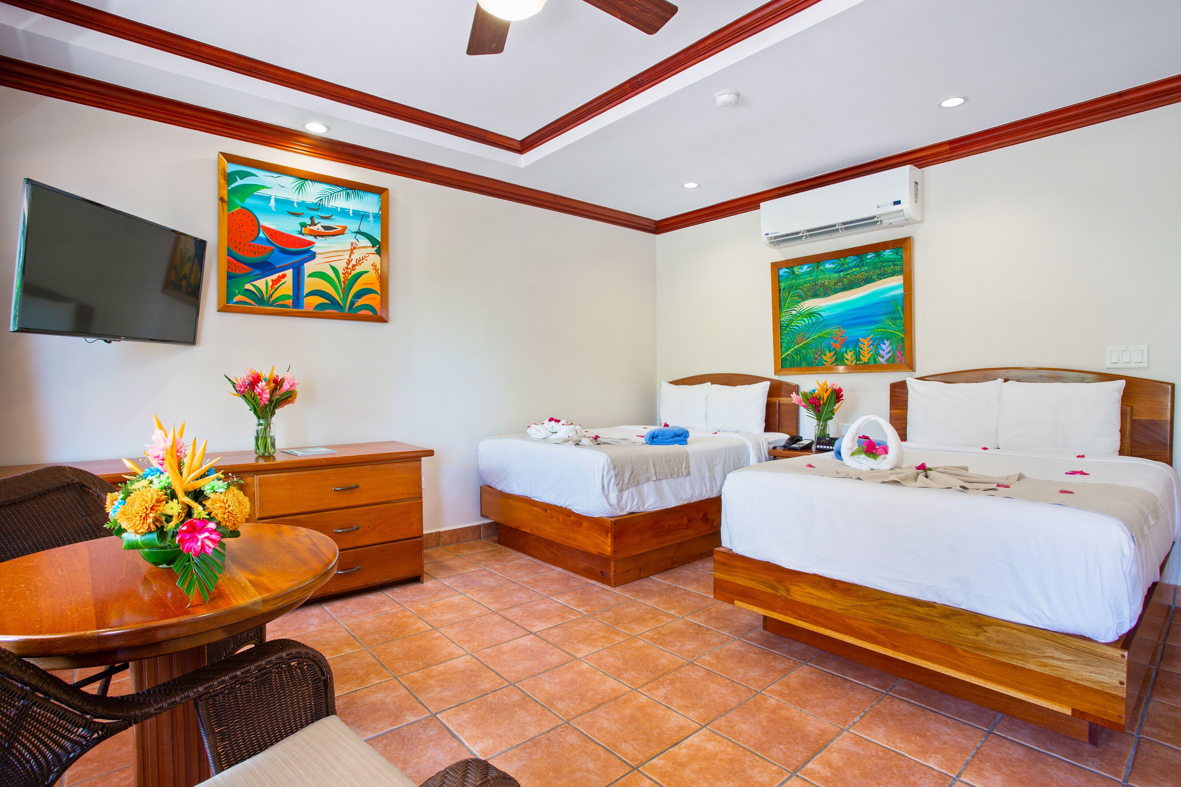 deluxe room, 2 double beds | in-room safe, desk, blackout curtains, iron/ironing board