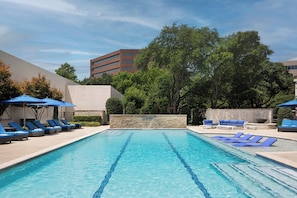 Outdoor pool, open 6:00 AM to 11:00 PM, pool umbrellas, pool loungers