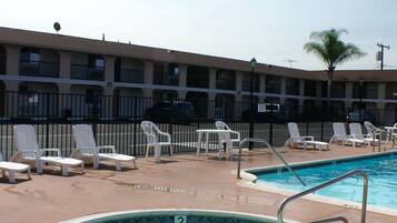 Outdoor pool, sun loungers