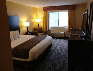 Desk, laptop workspace, iron/ironing board, cots/infant beds