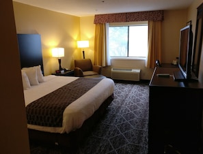 Desk, laptop workspace, iron/ironing board, cots/infant beds
