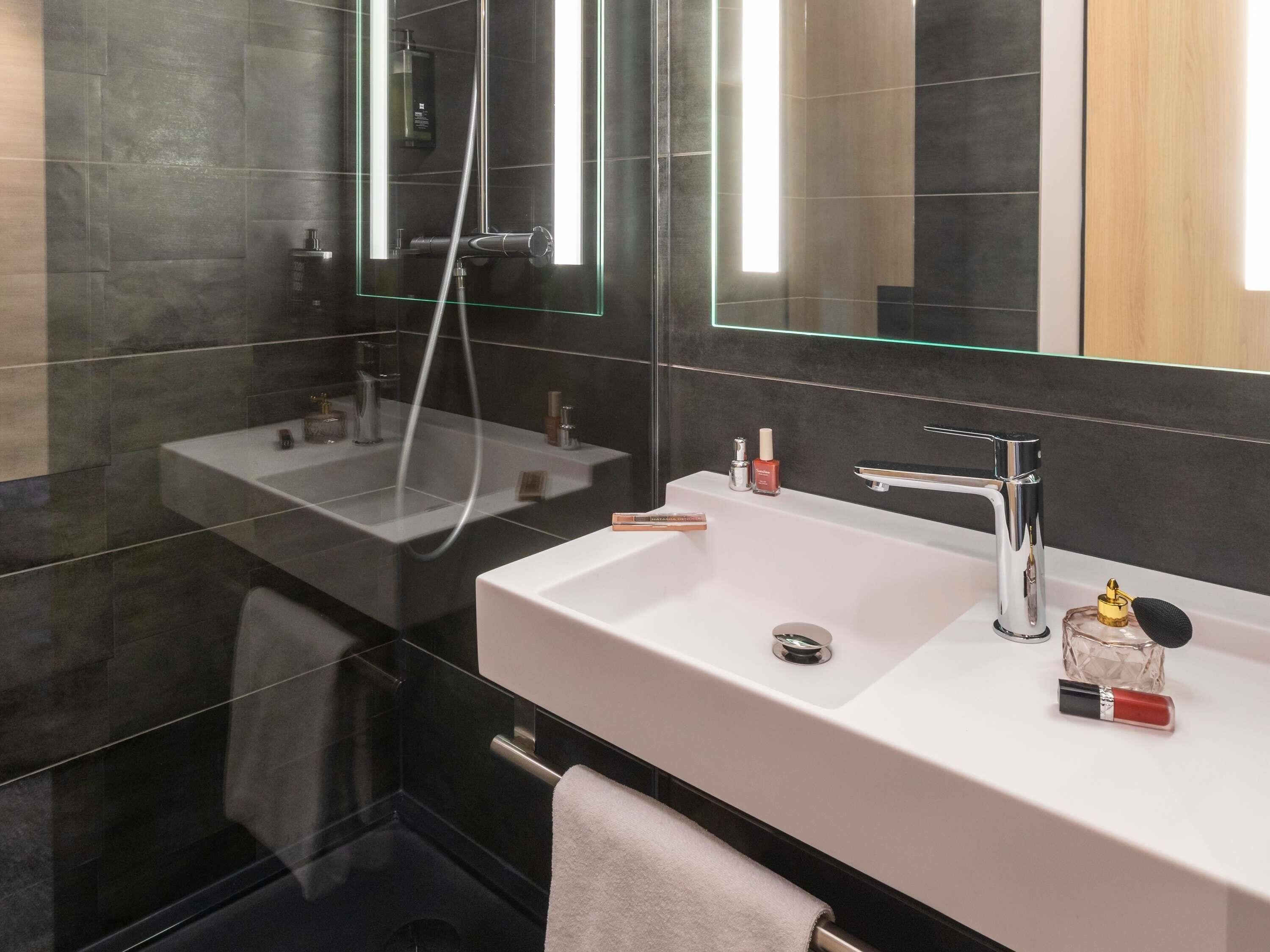 Desk, laptop workspace, blackout drapes, soundproofing