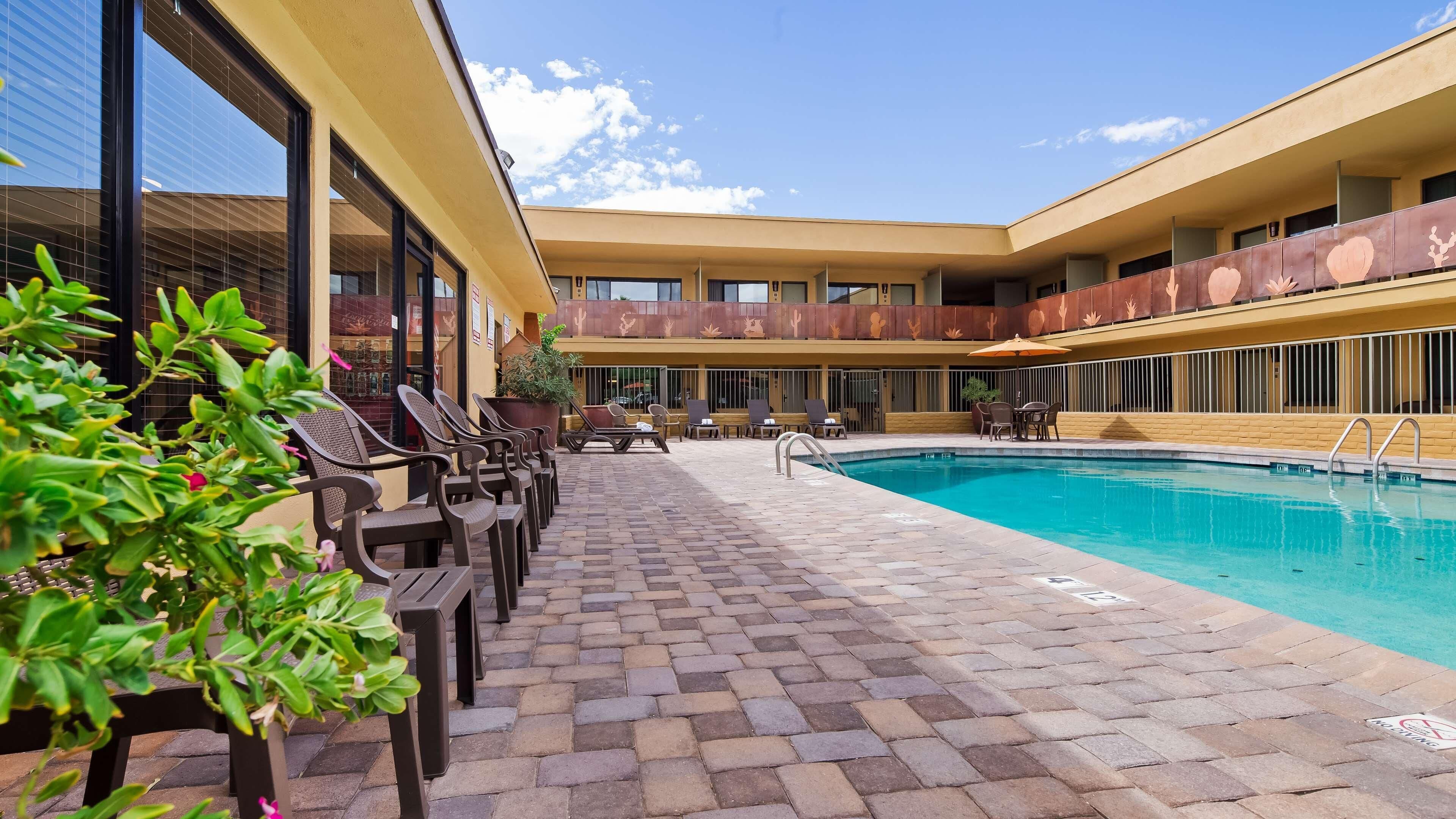 Outdoor pool, pool loungers