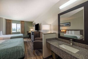 Room, 2 Queen Beds, Non Smoking | Bathroom | Hydromassage showerhead, designer toiletries, hair dryer, towels