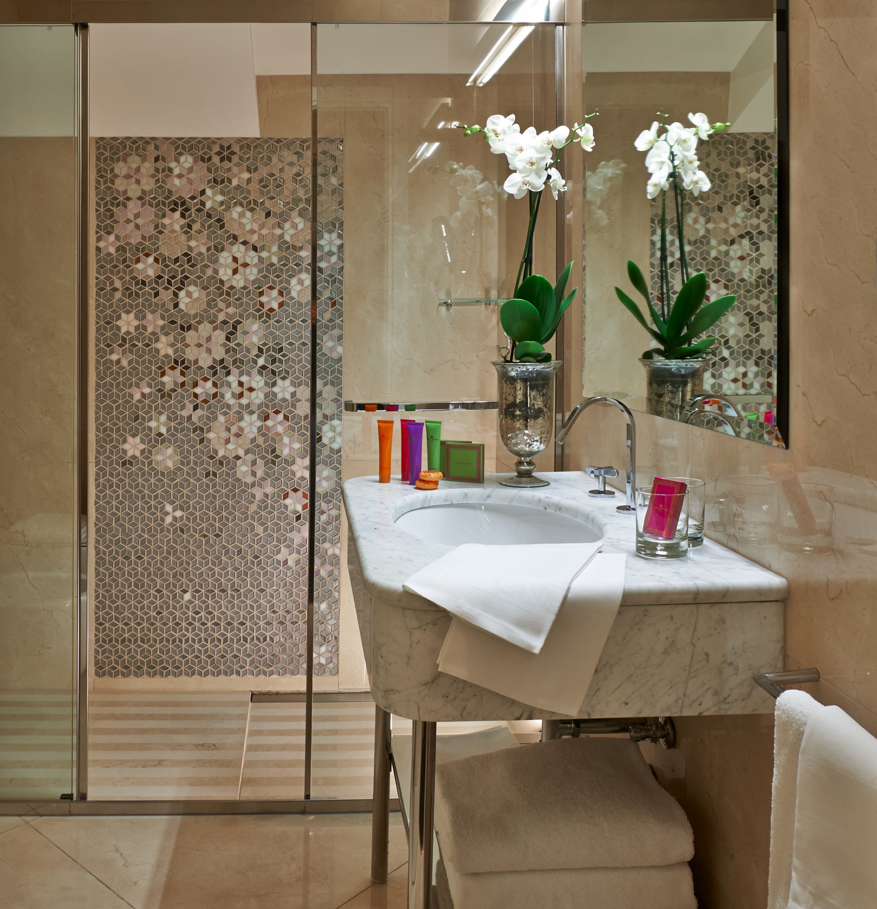 superior double room | bathroom | designer toiletries, hair dryer, bidet, towels