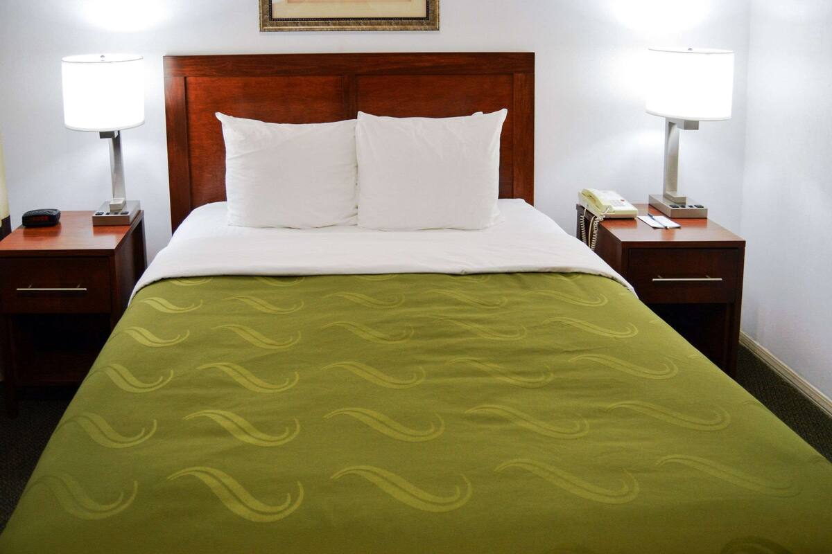 Room, 1 Queen Bed, Accessible, Non Smoking (Roll-In Shower) | Iron/ironing board, WiFi (free), bed sheets