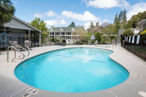 Outdoor pool, pool loungers