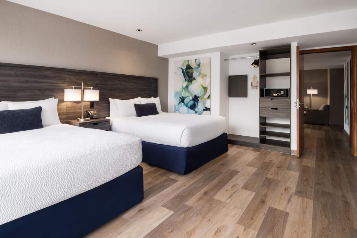 2 Queen Bed, One Bedroom Kitchenette | In-room safe, desk, laptop workspace, blackout drapes