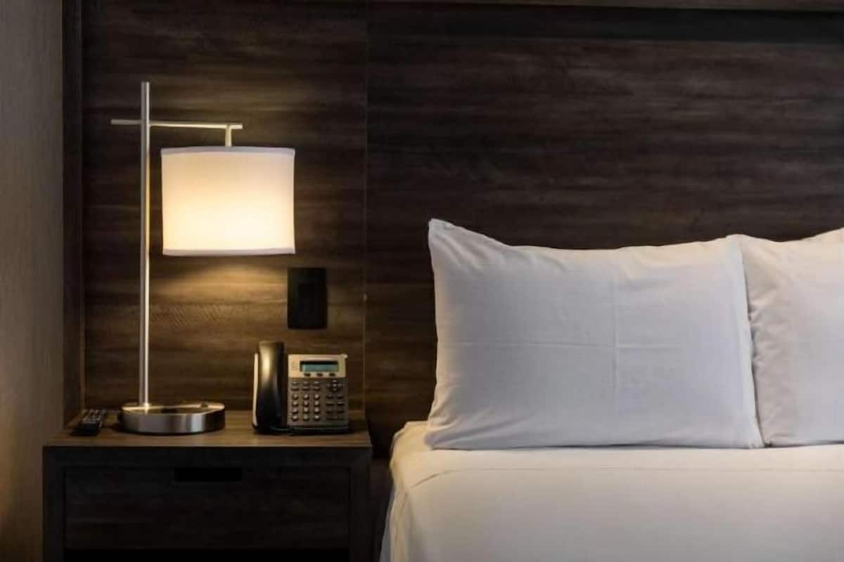 In-room safe, desk, laptop workspace, blackout curtains