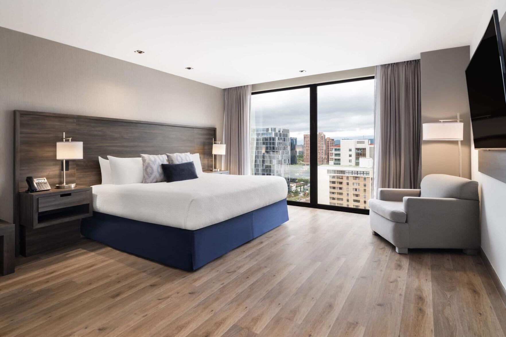 In-room safe, desk, laptop workspace, blackout curtains