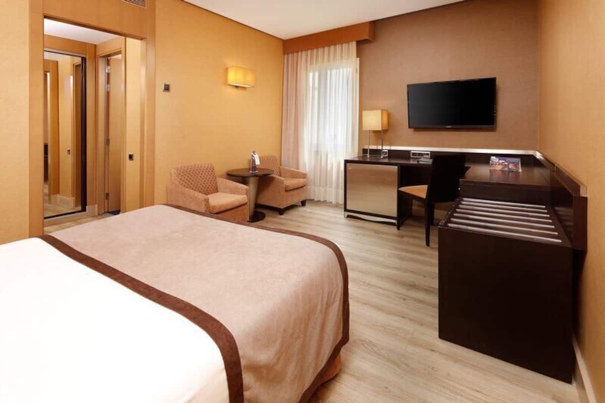 Habitación doble de uso individual | Minibar, caja de seguridad en la habitación y escritorio