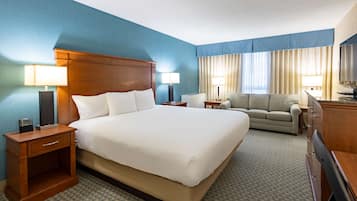 1 slaapkamer, een bureau, verduisterende gordijnen