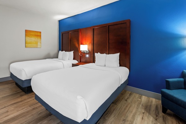 Standard Room, 2 Double Beds | Premium bedding, memory foam beds, desk, laptop workspace