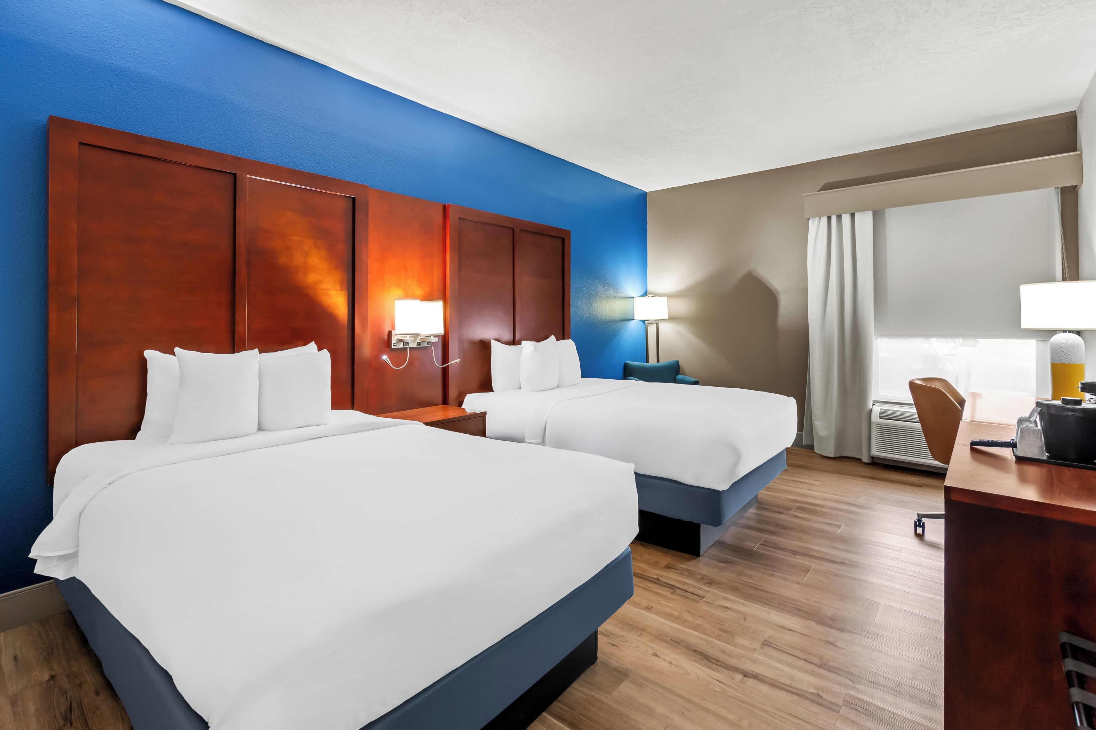 Standard Room, 2 Double Beds | Premium bedding, memory foam beds, desk, laptop workspace