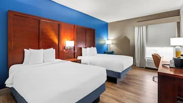 Standard Room, 2 Double Beds | Premium bedding, memory foam beds, desk, laptop workspace