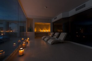 Sauna, steam room, body treatments, facials, manicures and pedicures
