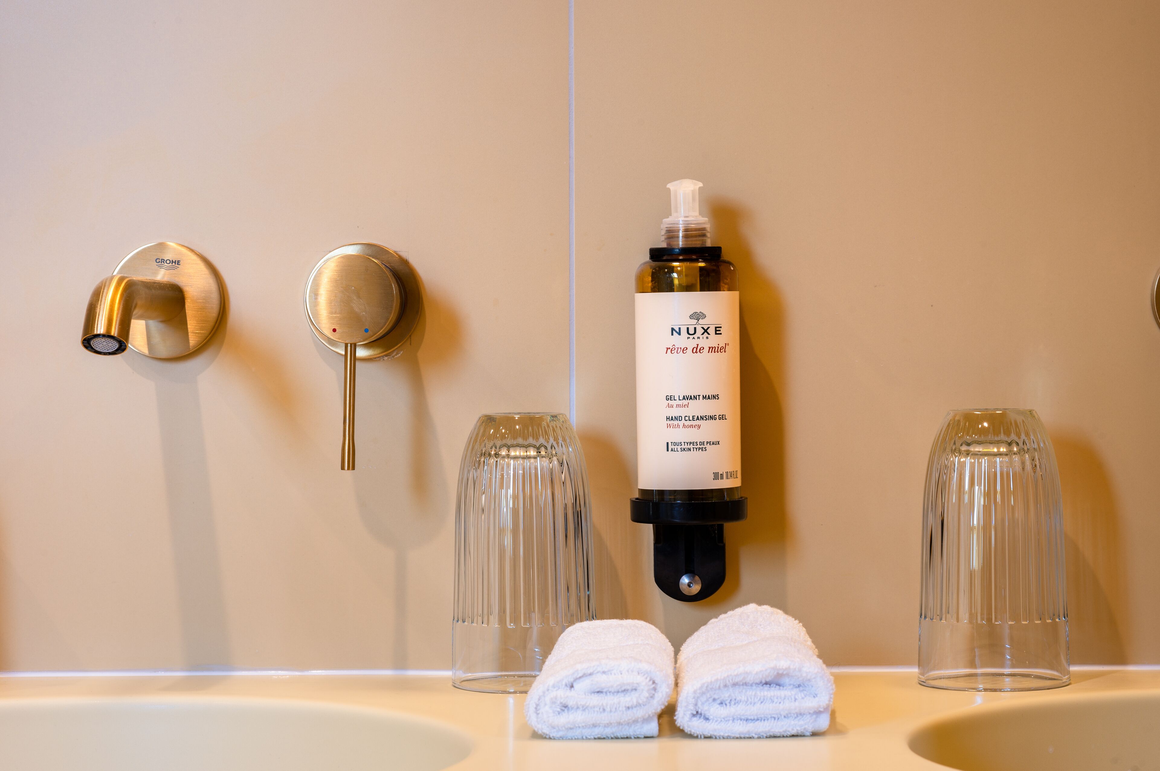 free toiletries, hair dryer, slippers, towels