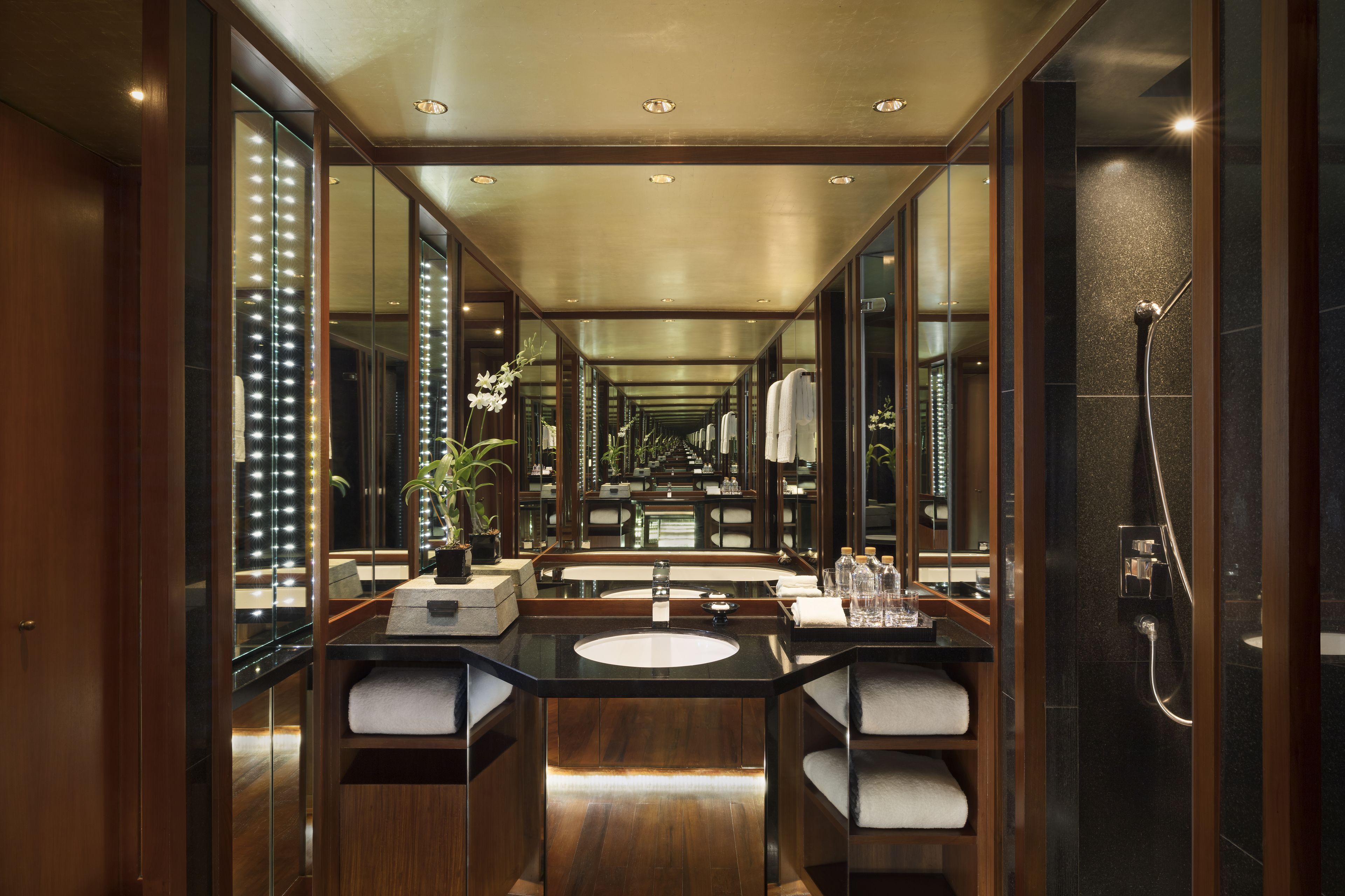 separate bathtub and shower, free toiletries, hair dryer, bathrobes