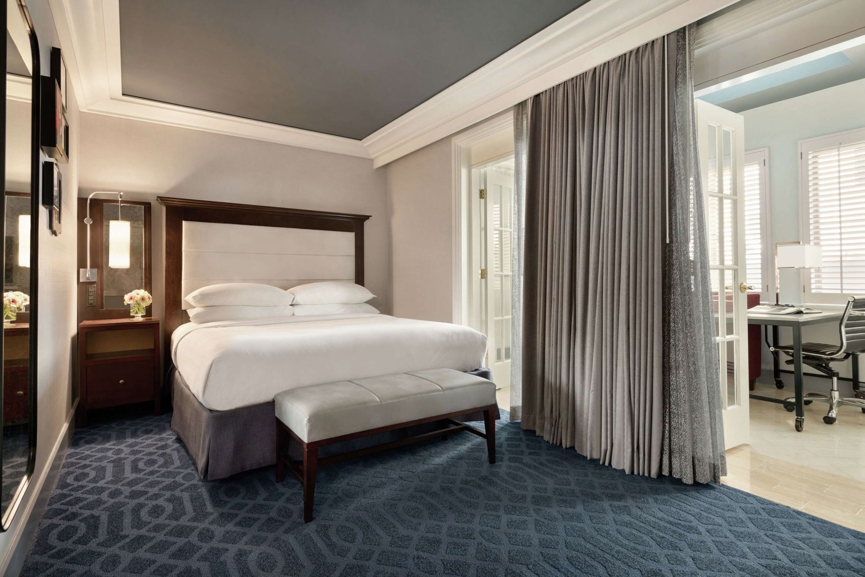 Premium bedding, down comforters, in-room safe, desk