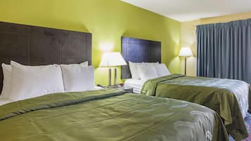 Premium bedding, desk, blackout curtains, iron/ironing board