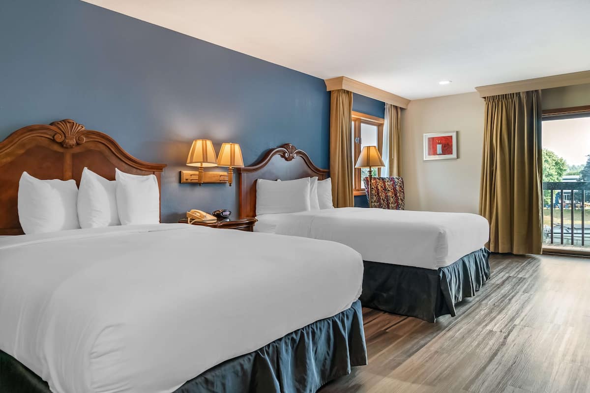 Standard Room, 2 Queen Beds, Balcony, River View | Iron/ironing board, bed sheets