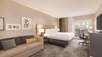 Hypo-allergenic bedding, desk, blackout drapes, soundproofing