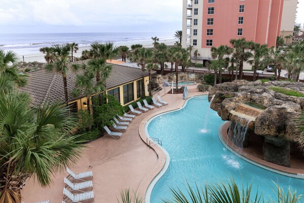 2 outdoor pools, open 7:00 AM to 9:00 PM, pool umbrellas, sun loungers