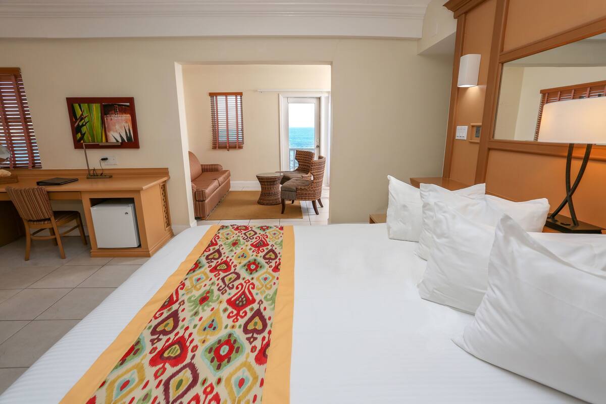 In-room safe, desk, iron/ironing board, cribs (free)