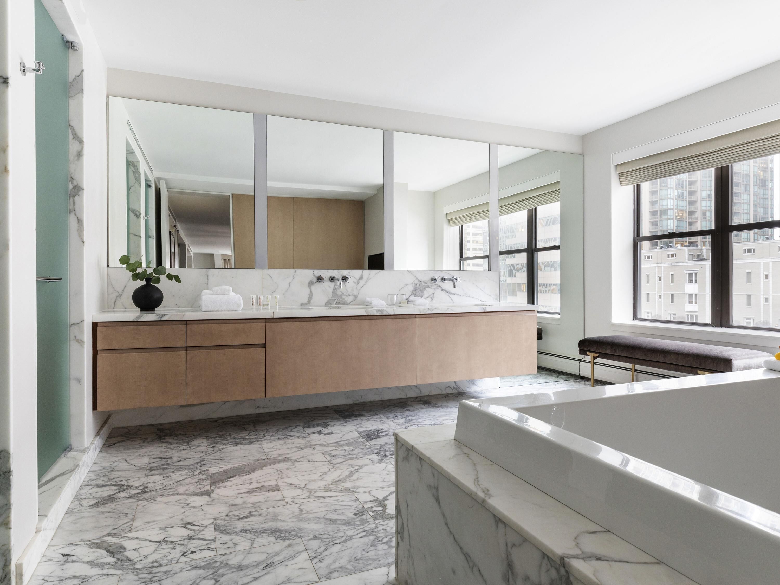 suite (21c) | bathroom | designer toiletries, hair dryer, bathrobes, slippers