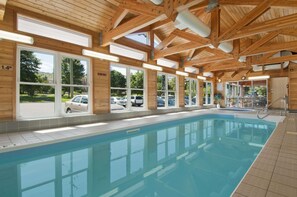 Swim and unwind in our indoor pool with views of the surrounding area.