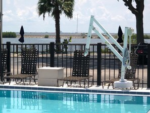 Outdoor pool, sun loungers