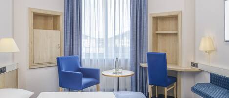 In-room safe, desk, soundproofing, free cribs/infant beds